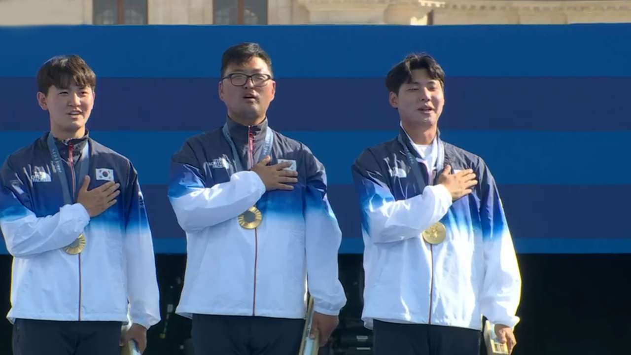 [영상] 올림픽 3연패 이룬 한국 궁사들…포디움 가장 높은 곳에