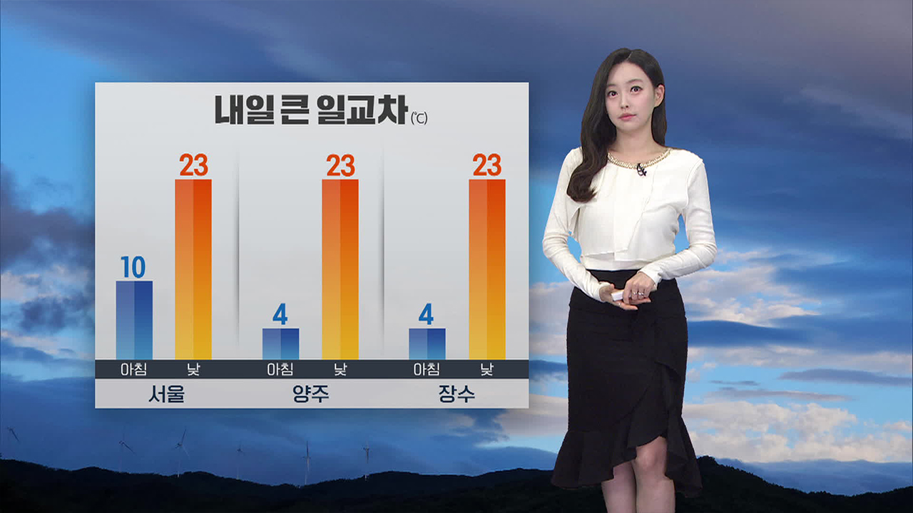 [뉴스9 날씨] 내일 큰 일교차…대체로 맑음