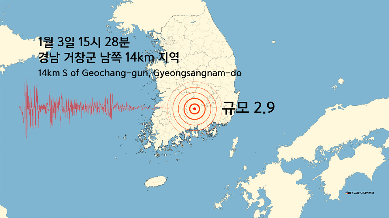 “경남 거창군 남쪽서 규모 2.9 지진 발생”