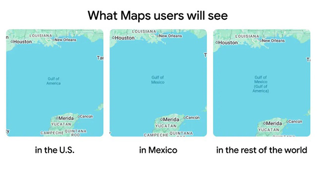 구글 지도, ‘멕시코만→미국만’ 명칭 변경