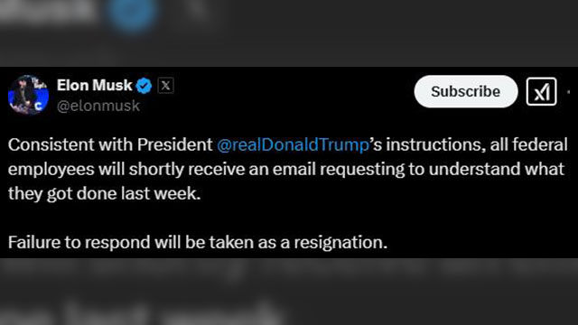 머스크 “연방정부 직원 업무 제출하라…안 하면 사임 간주”