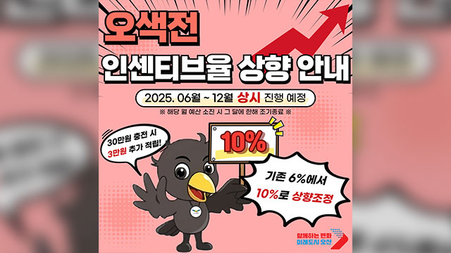 오산시, 지역화폐 인센티브 10% 로 확대