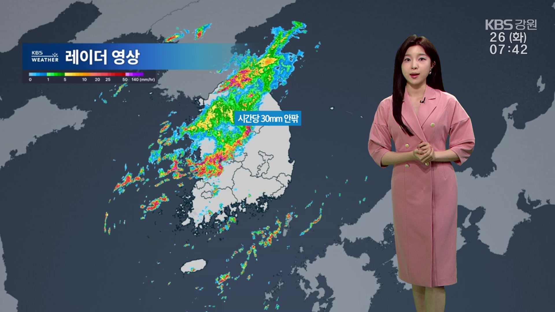 [날씨] 강원 내륙 아침까지 강한 비…시간당 30mm 안팎