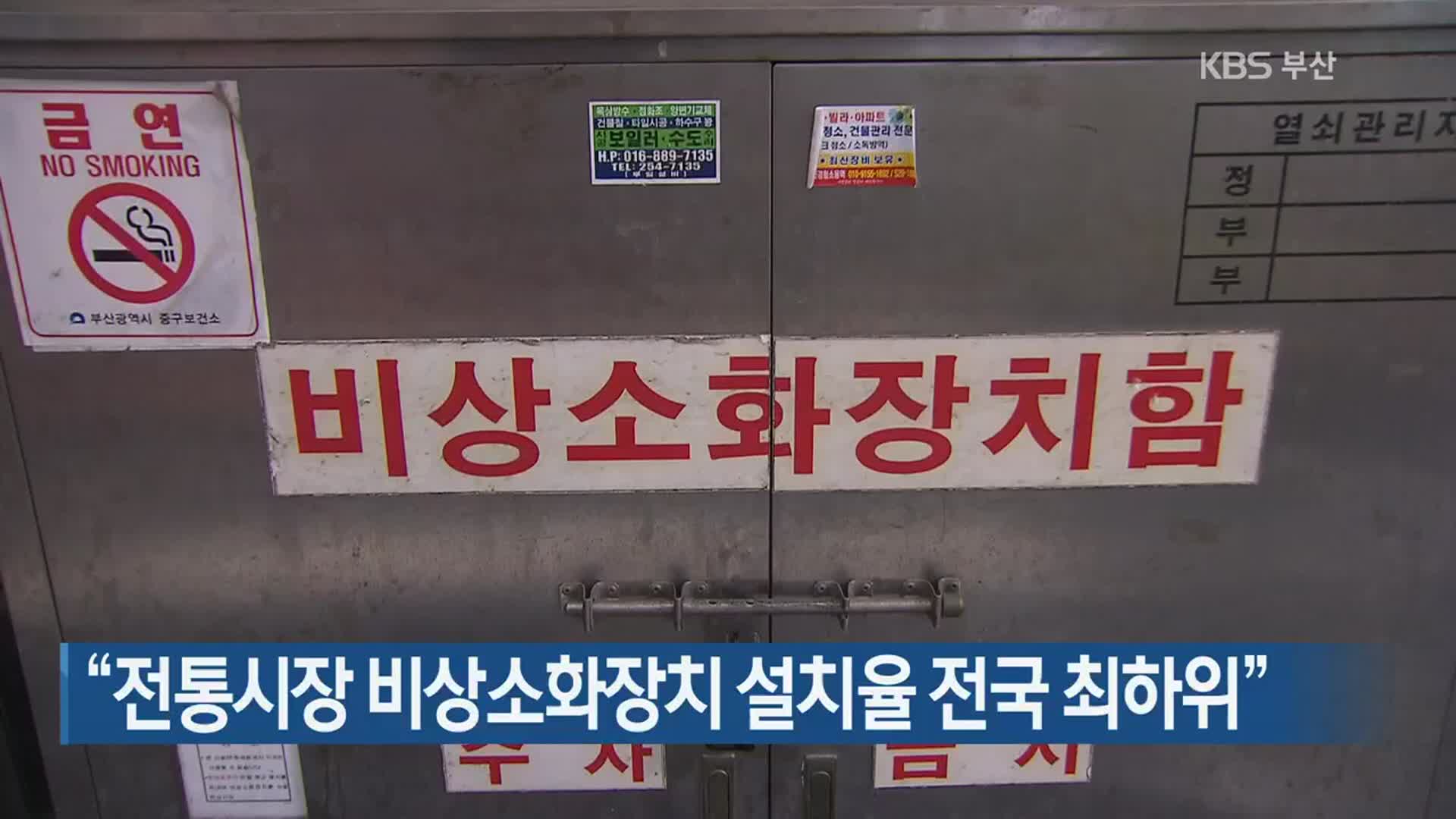 “전통시장 비상소화장치 설치율 전국 최하위”
