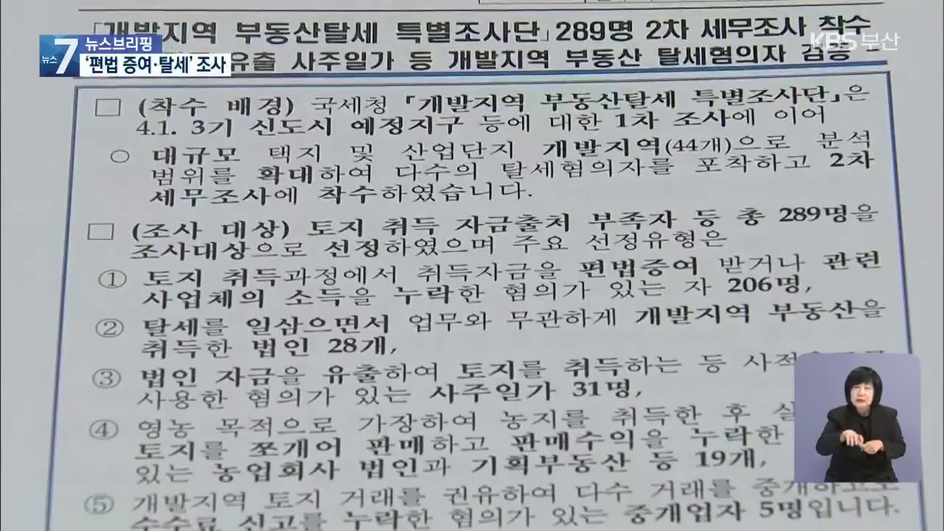 개발지역 2차 세무조사…44개 지역 289명 선정