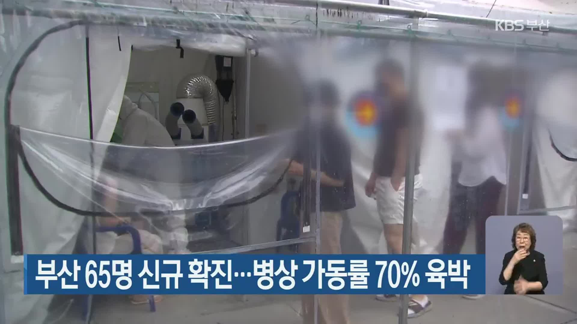 부산 65명 신규 확진…병상 가동률 70% 육박