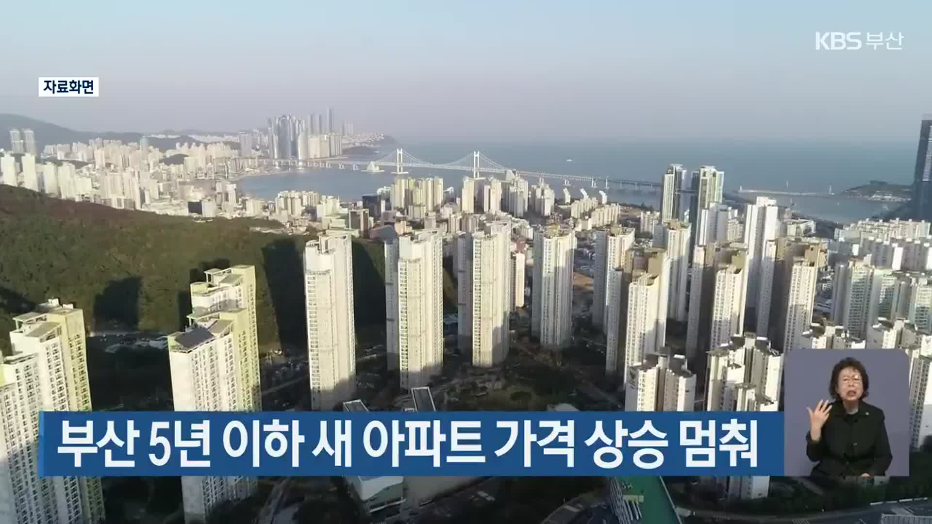 부산 5년 이하 새 아파트 가격 상승 멈춰