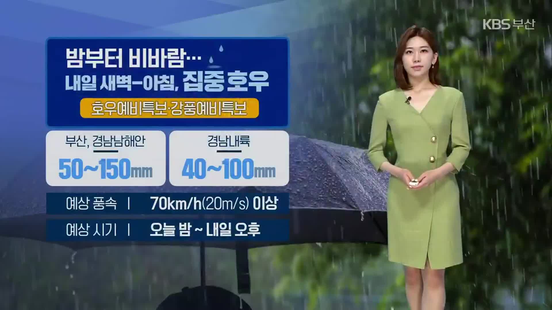 [날씨] 부산 밤부터 비바람…내일 새벽-아침, 집중호우