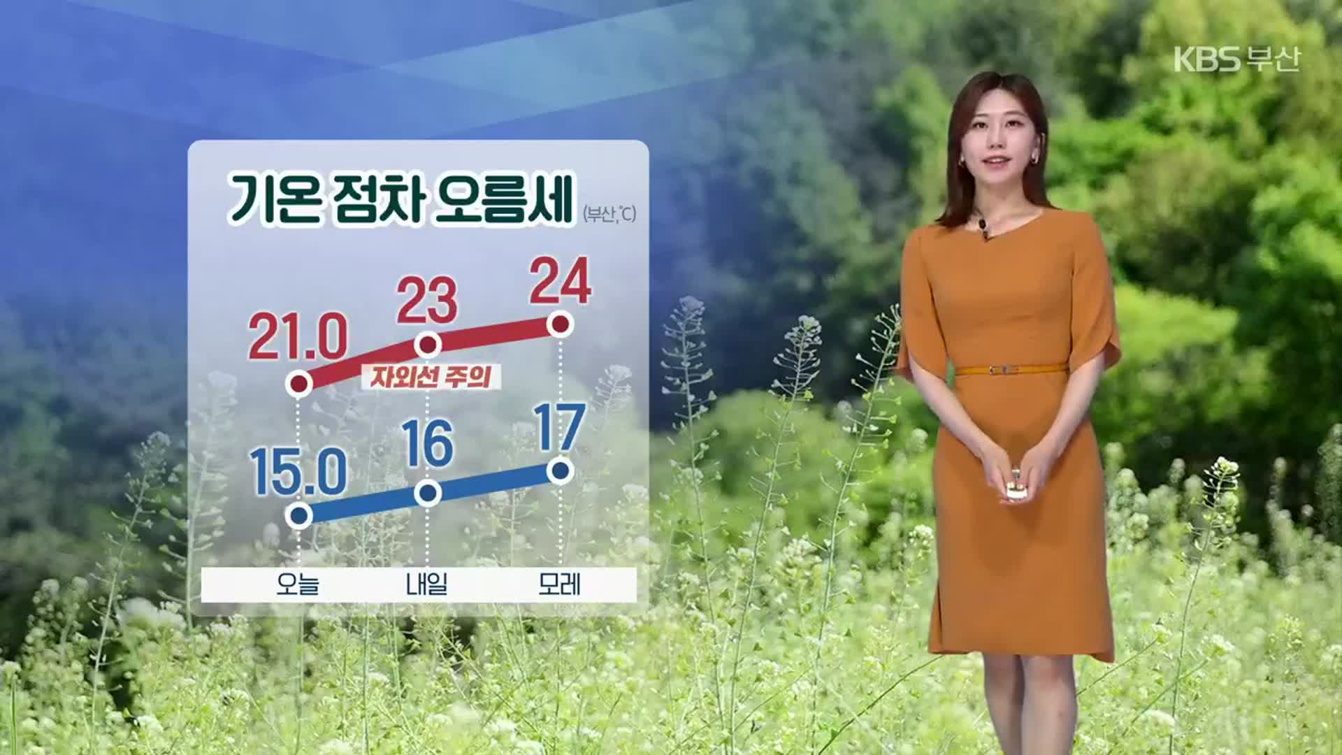 [날씨] 부산 내일 16~23도 ‘기온 오름세’…자외선지수 ‘매우 높음’