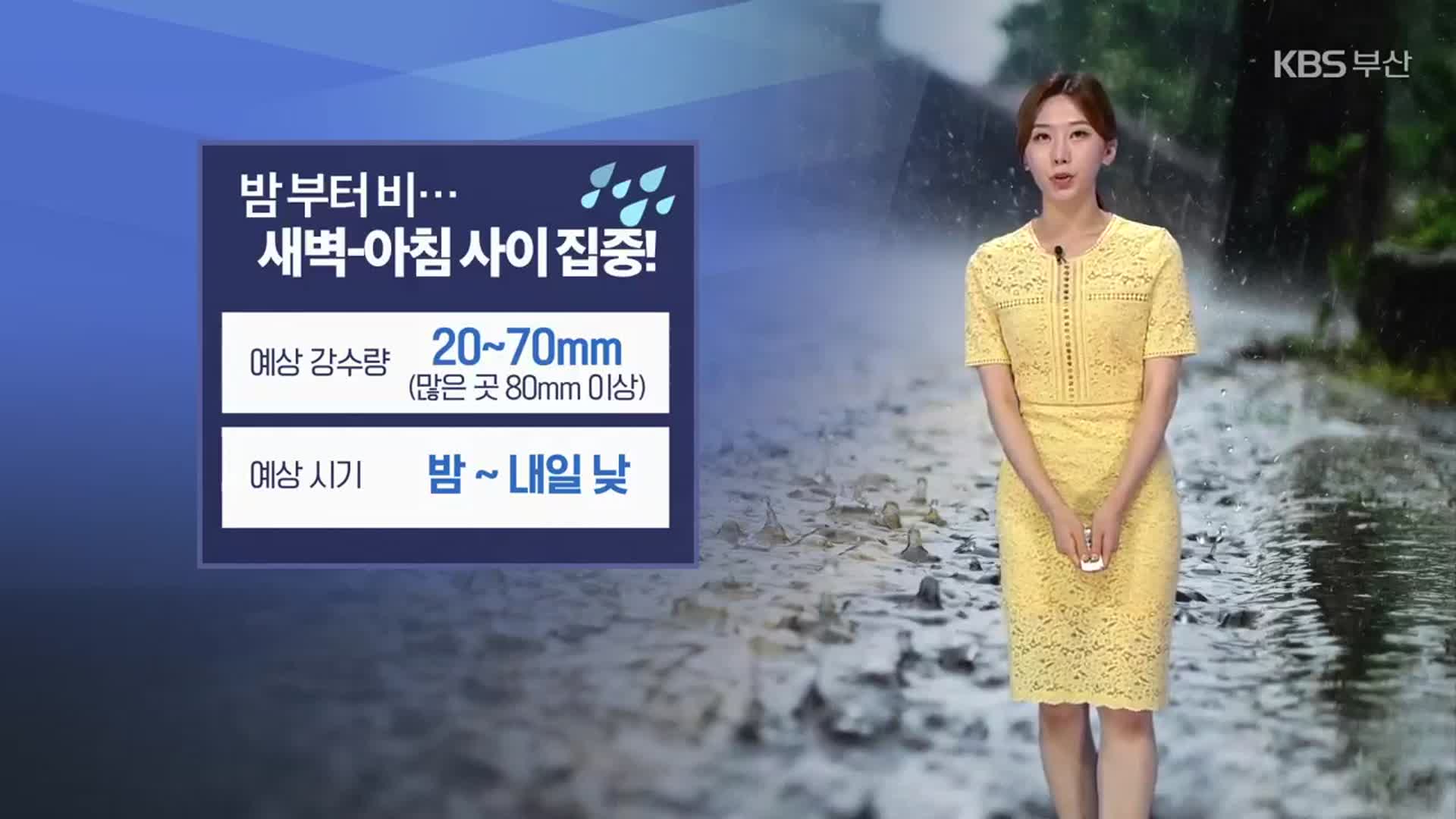 [날씨] 부산 밤~내일 낮까지 최대 80㎜ 이상 ‘비’…폭염 한풀 꺾여