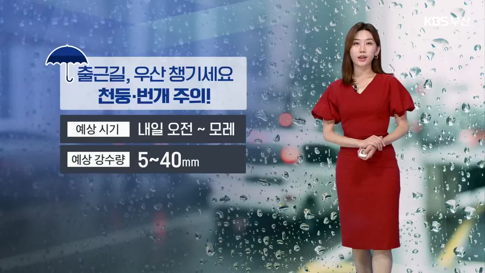 [날씨] 부산 모레까지 5~40mm 비…내일 한낮 최고 28도