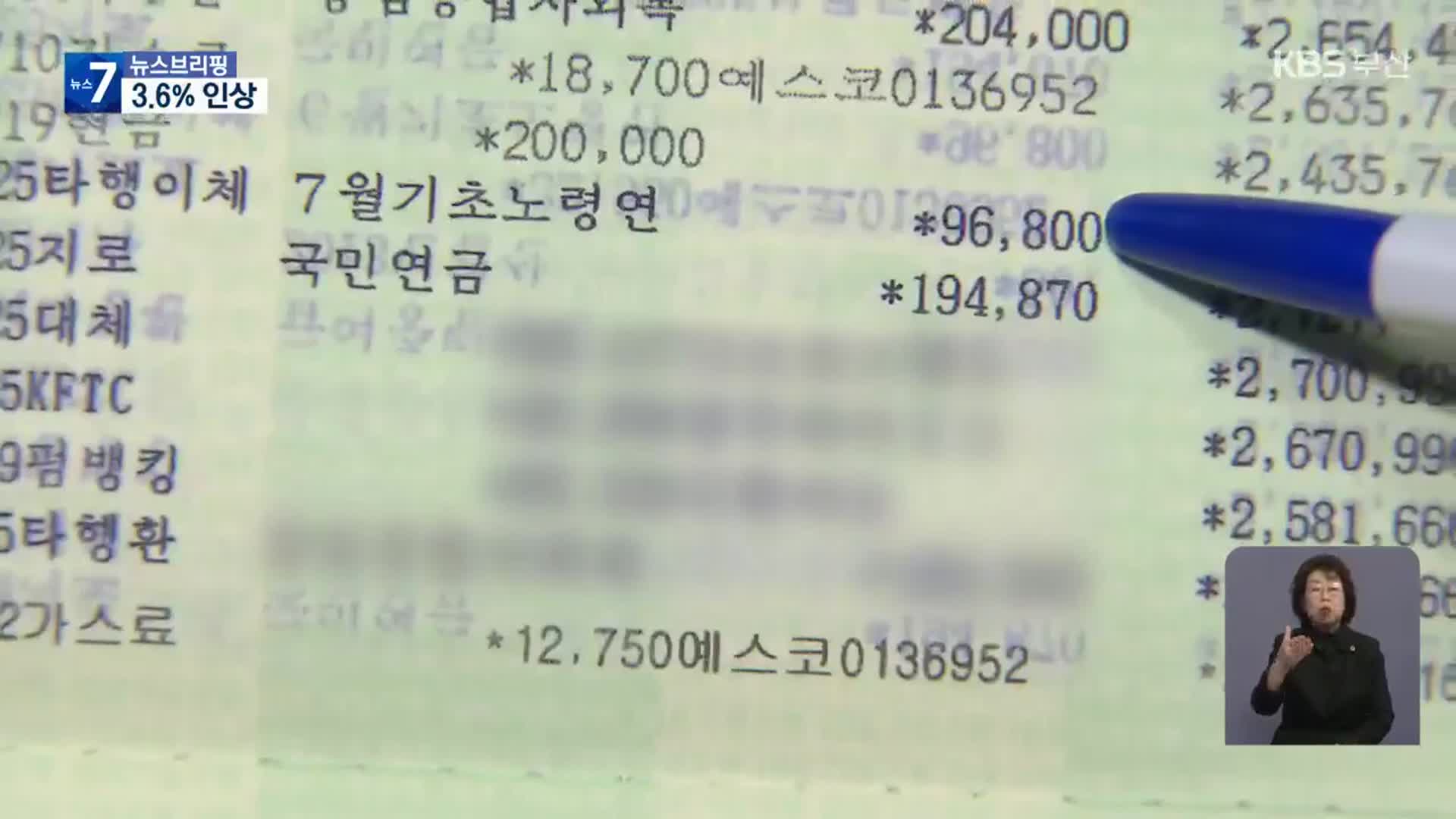 올해 국민연금·기초연금액 결정…물가상승 등 반영 3.6% ↑