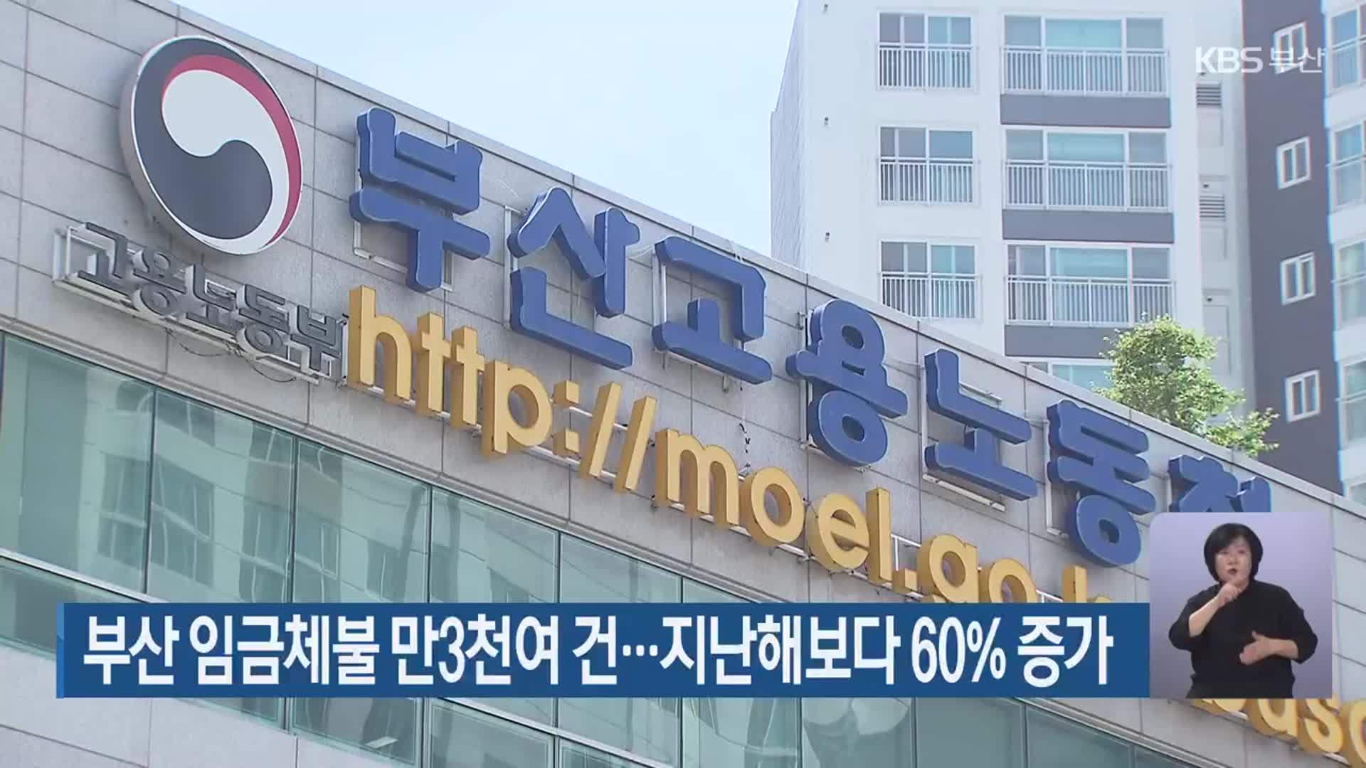 부산 임금체불 만3천여 건…지난해보다 60% 증가