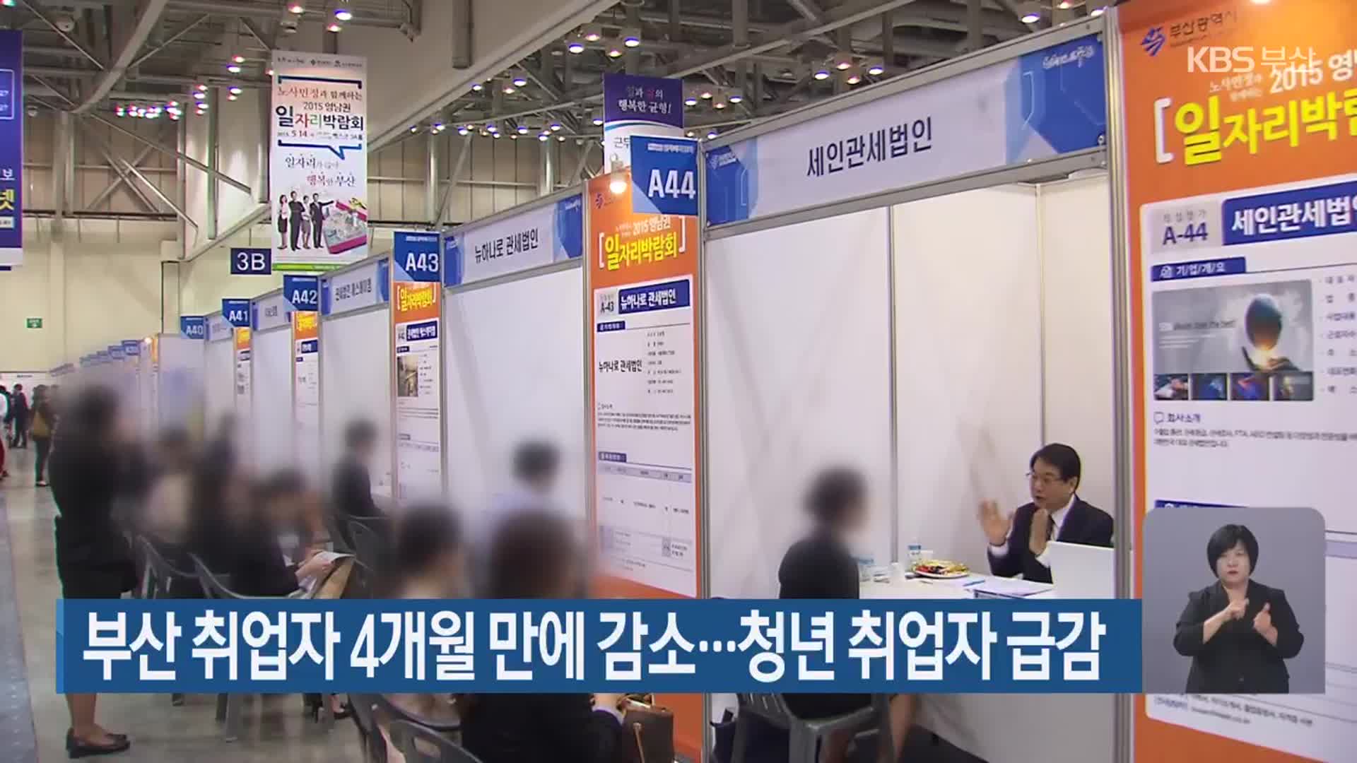 부산 취업자 4개월 만에 감소…청년 취업자 급감