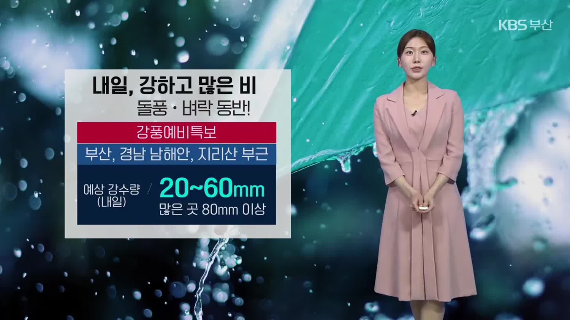 [날씨] 부산 내일 강하고 많은 비…돌풍·벼락 동반
