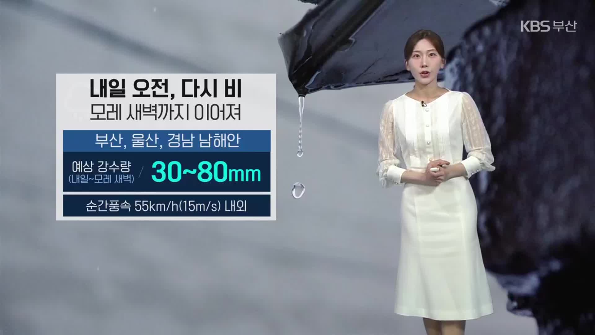 [날씨] 부산 내일~모레 새벽까지 오락가락 비