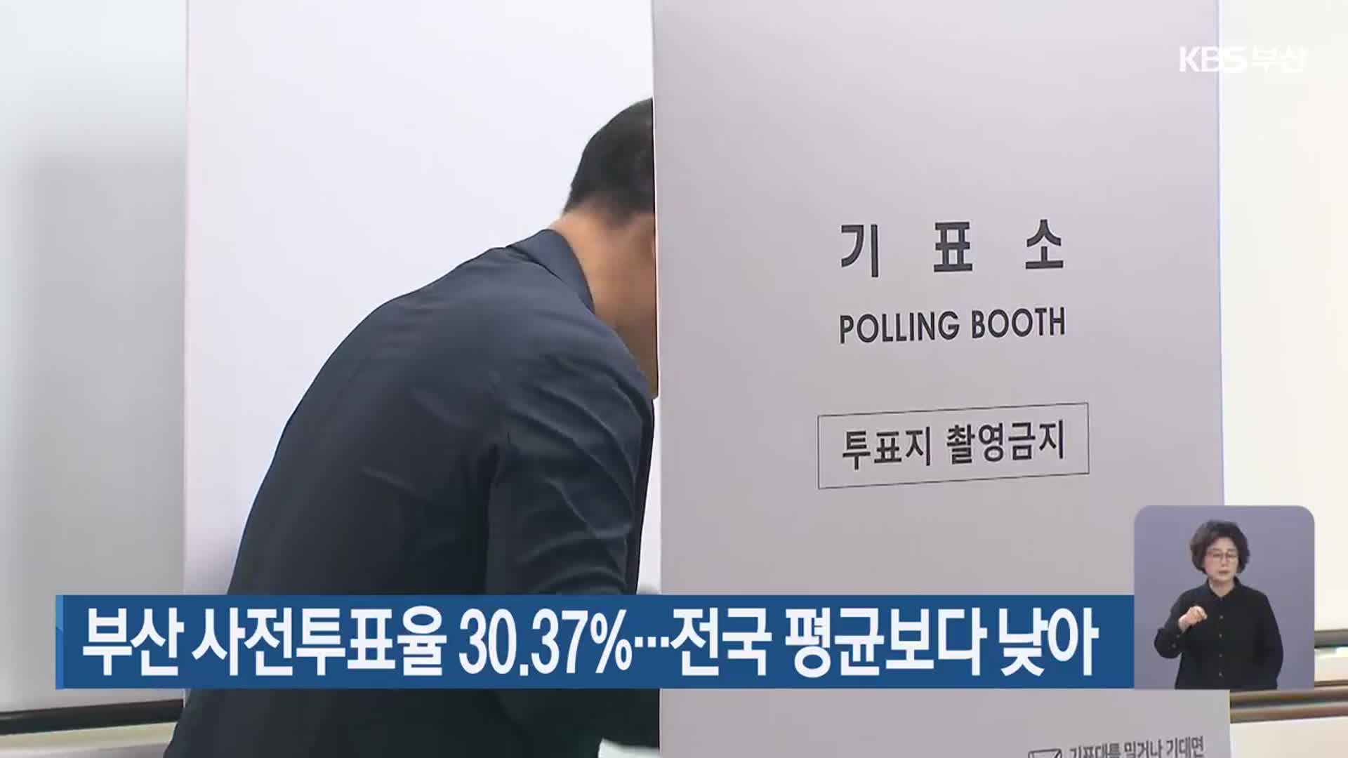 부산 사전투표율 30.37%…전국 평균보다 낮아