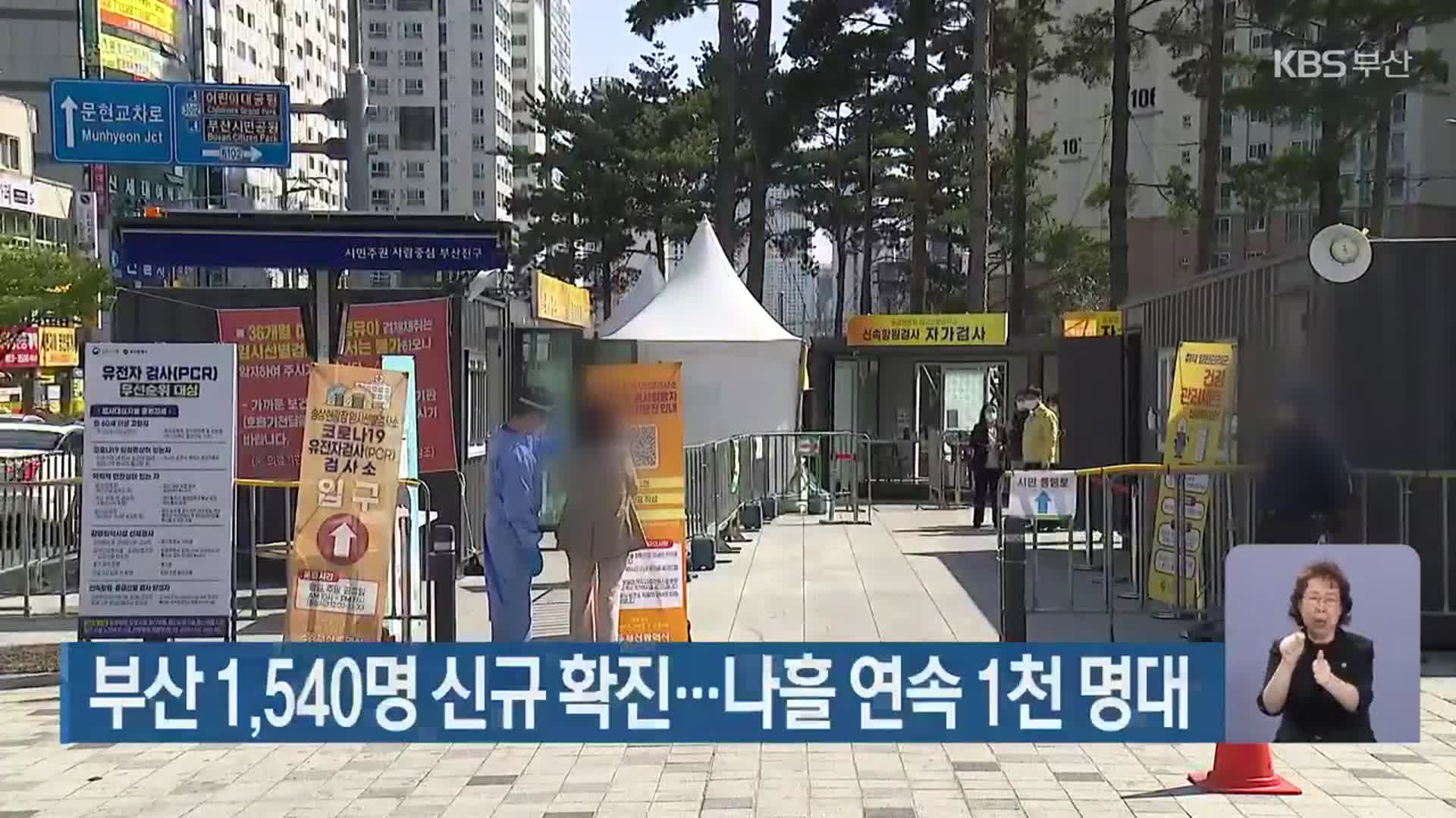 부산 1,540명 신규 확진…나흘 연속 1천 명대
