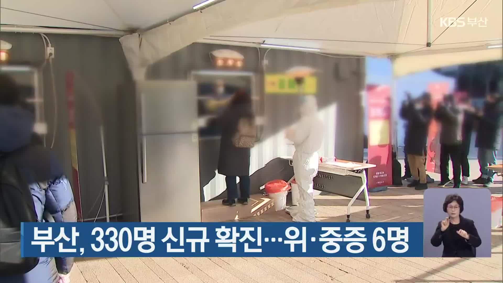 부산, 330명 신규 확진…위·중증 6명