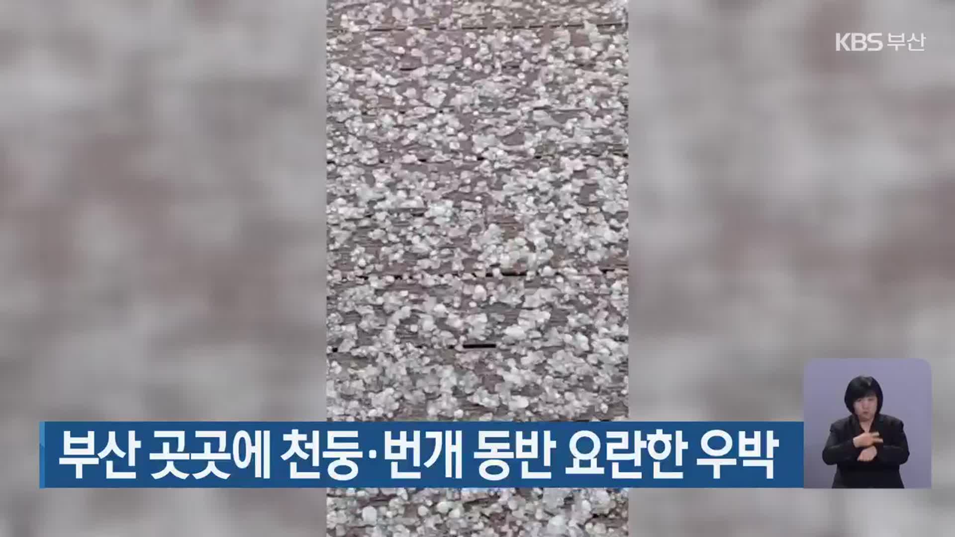 부산 곳곳에 천둥·번개 동반 요란한 우박