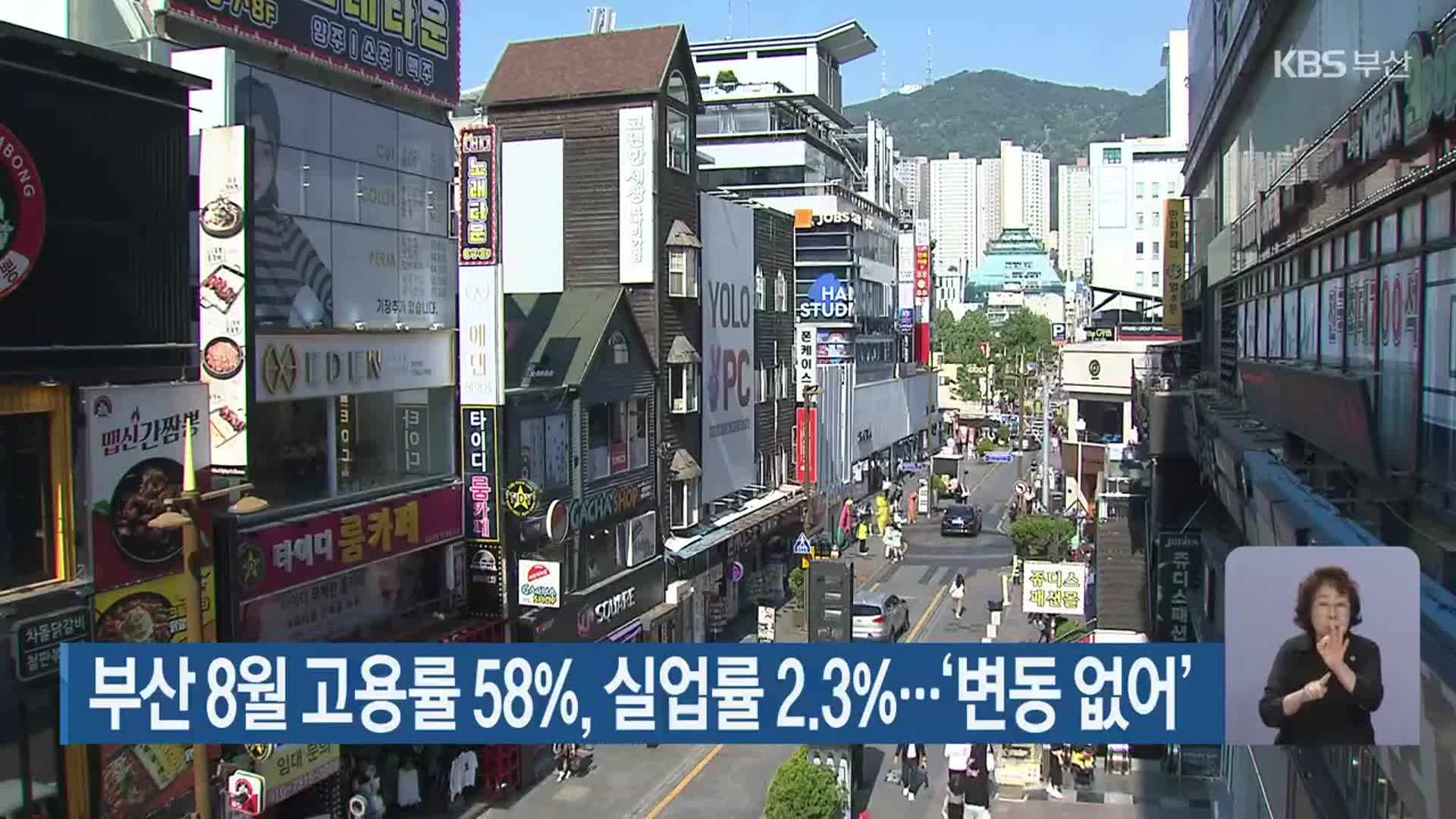 부산 8월 고용률 58%, 실업률 2.3%…‘변동 없어’