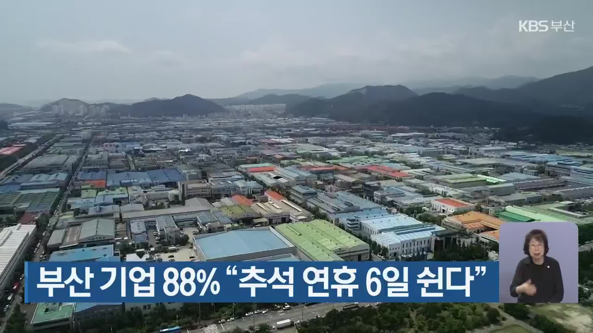 부산 기업 88% “추석 연휴 6일 쉰다”