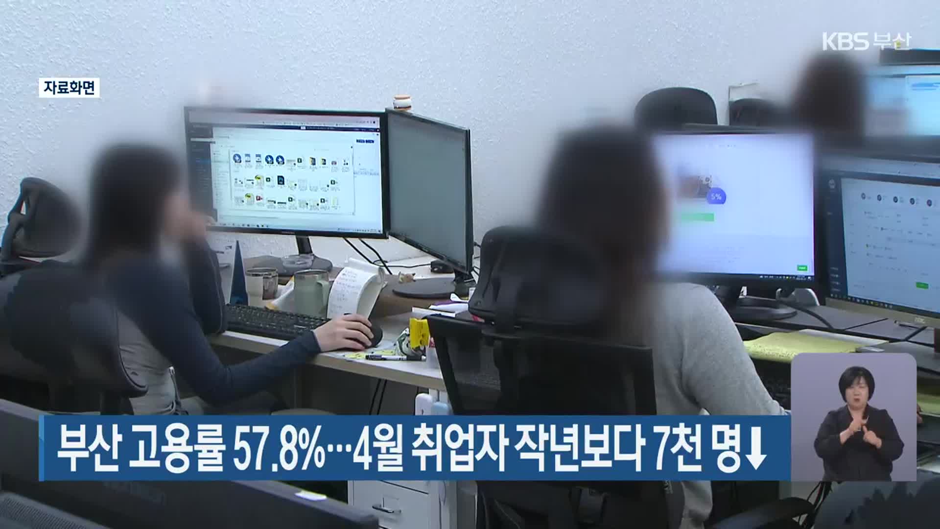 부산 고용률 57.8%…4월 취업자 작년보다 7천 명↓