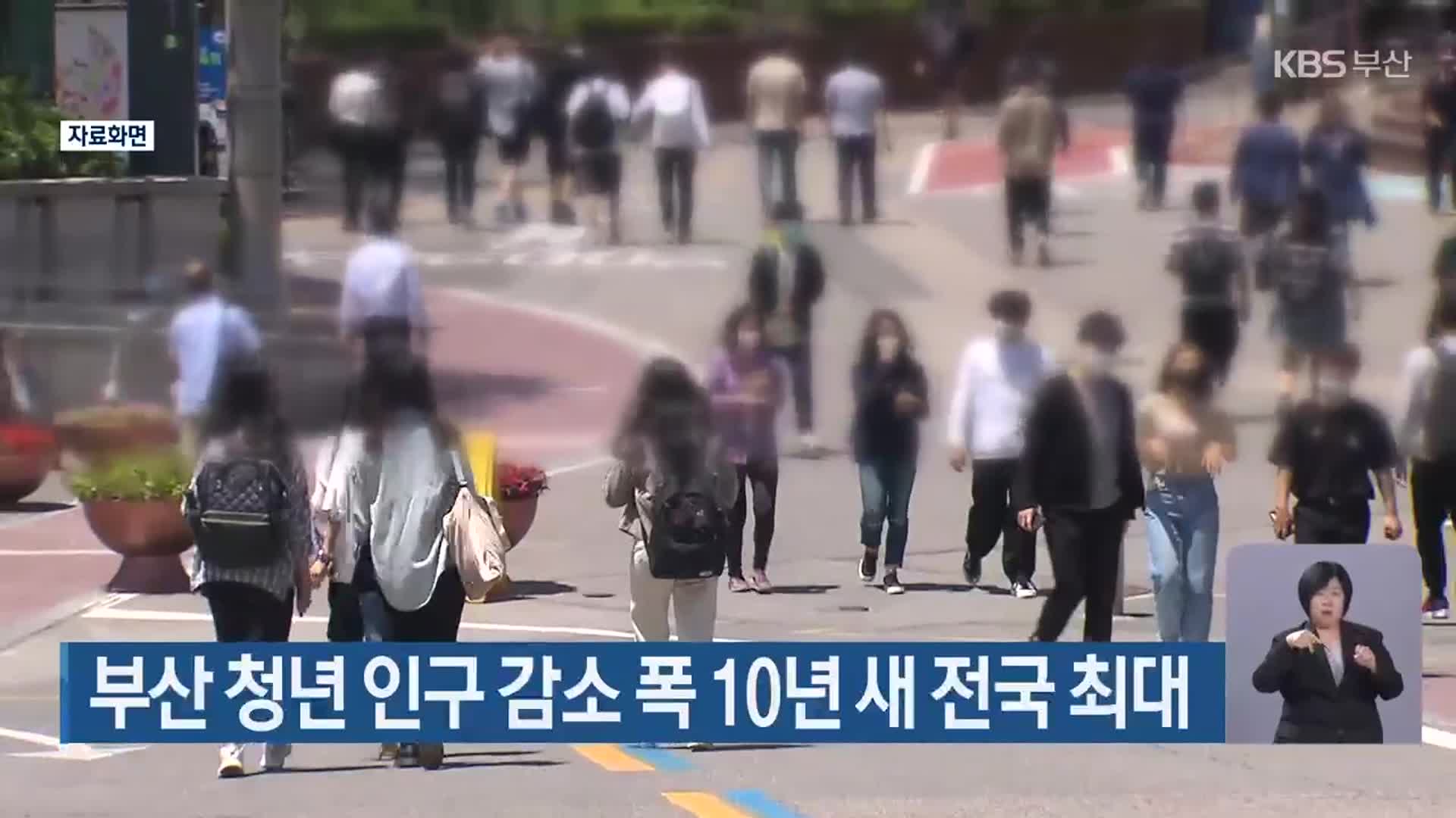 부산 청년 인구 감소 폭 10년 새 전국 최대