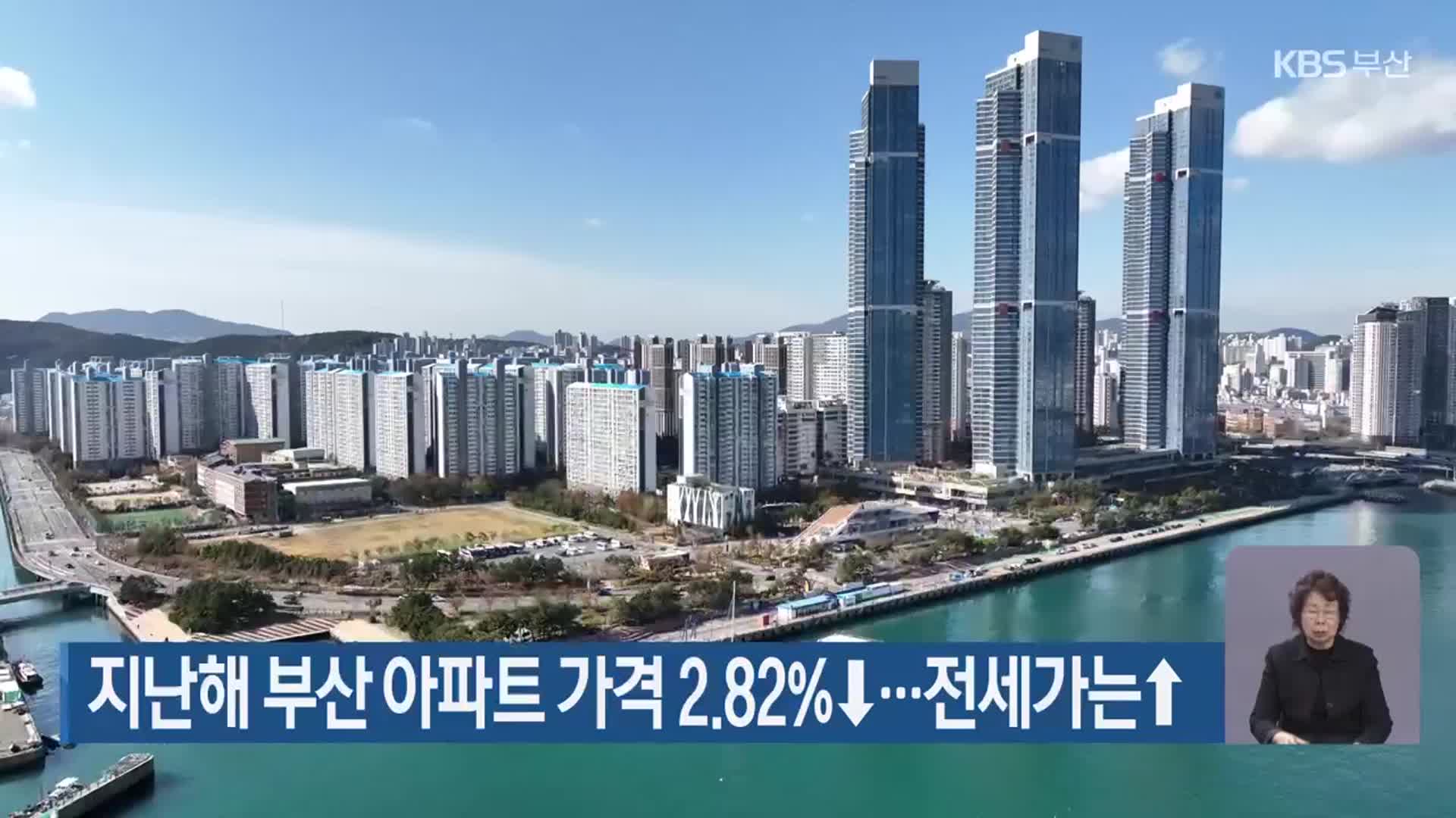 지난해 부산 아파트 가격 2.82%↓…전세가는↑