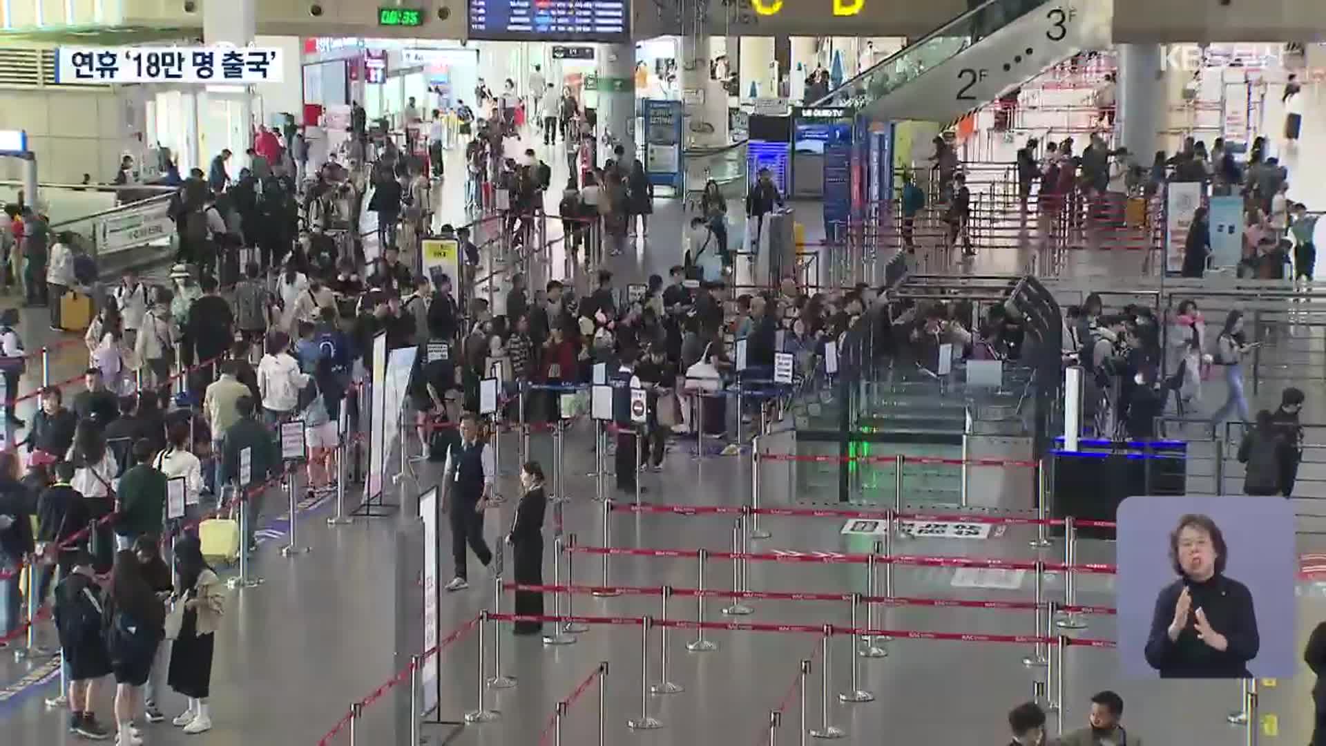 연휴 김해공항 출국 행렬…주말 절정