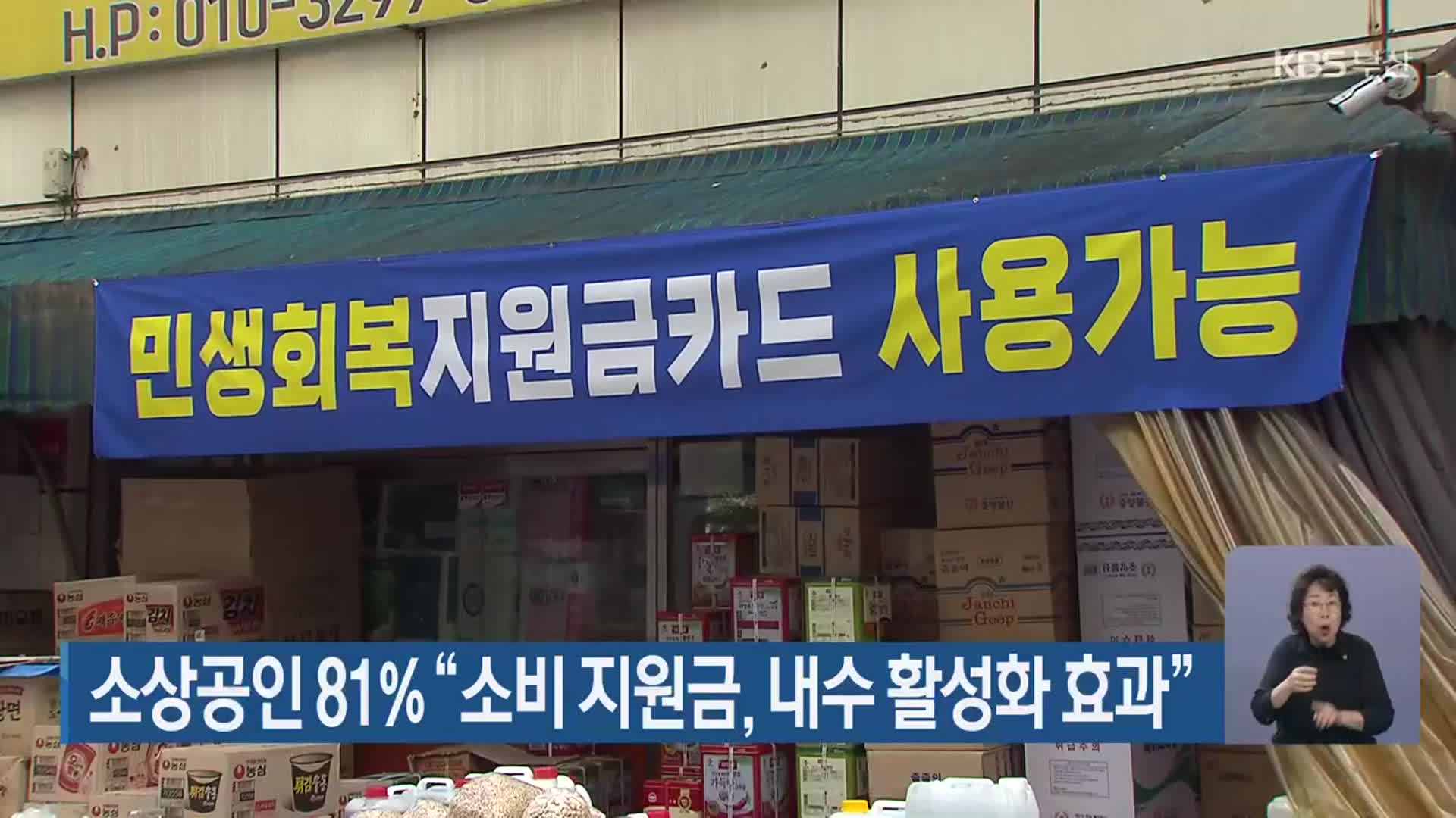 소상공인 81% “소비 지원금, 내수 활성화 효과”
