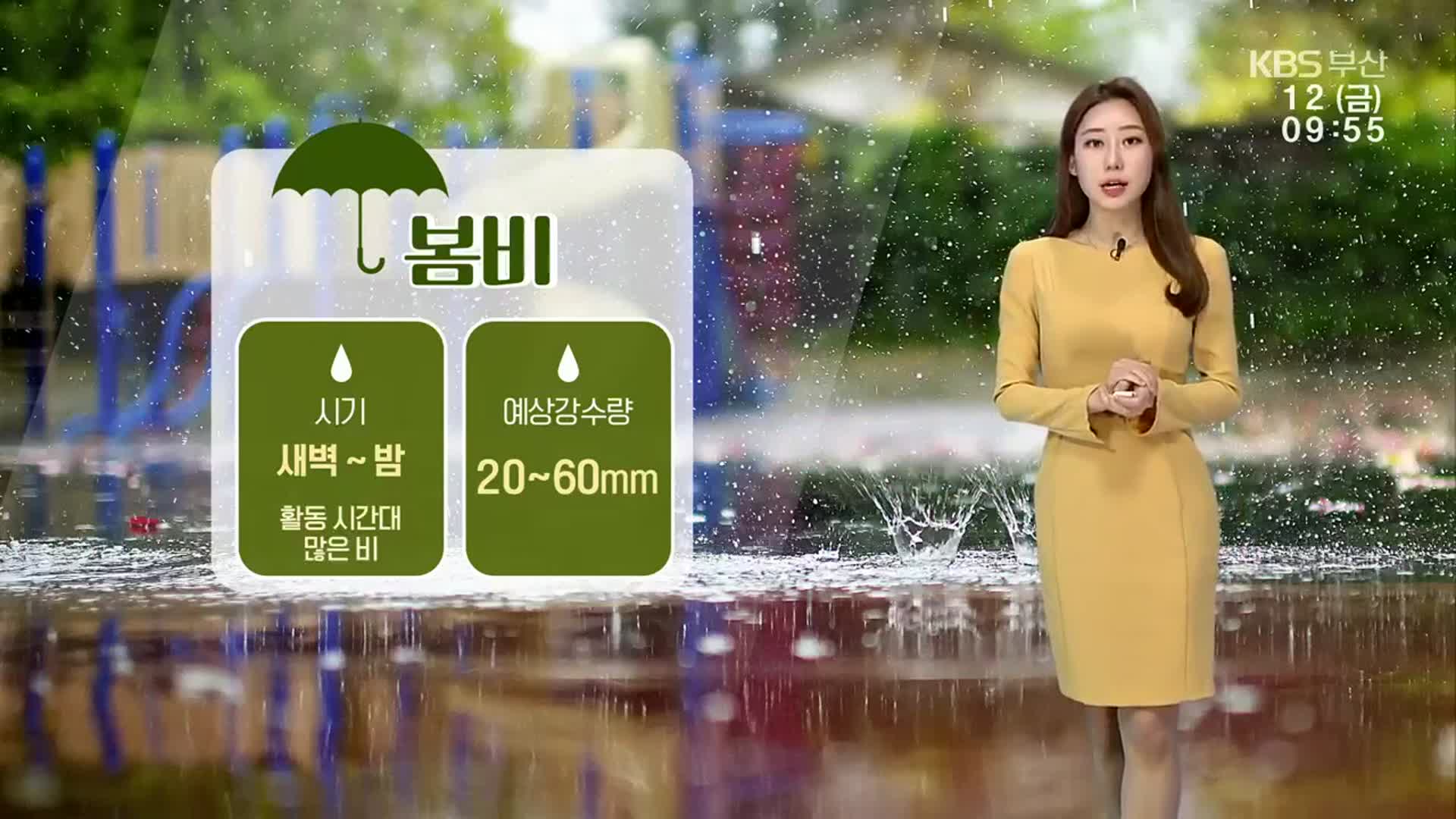 [날씨] 부산 20~60mm 봄비…저녁부터 강풍예비특보