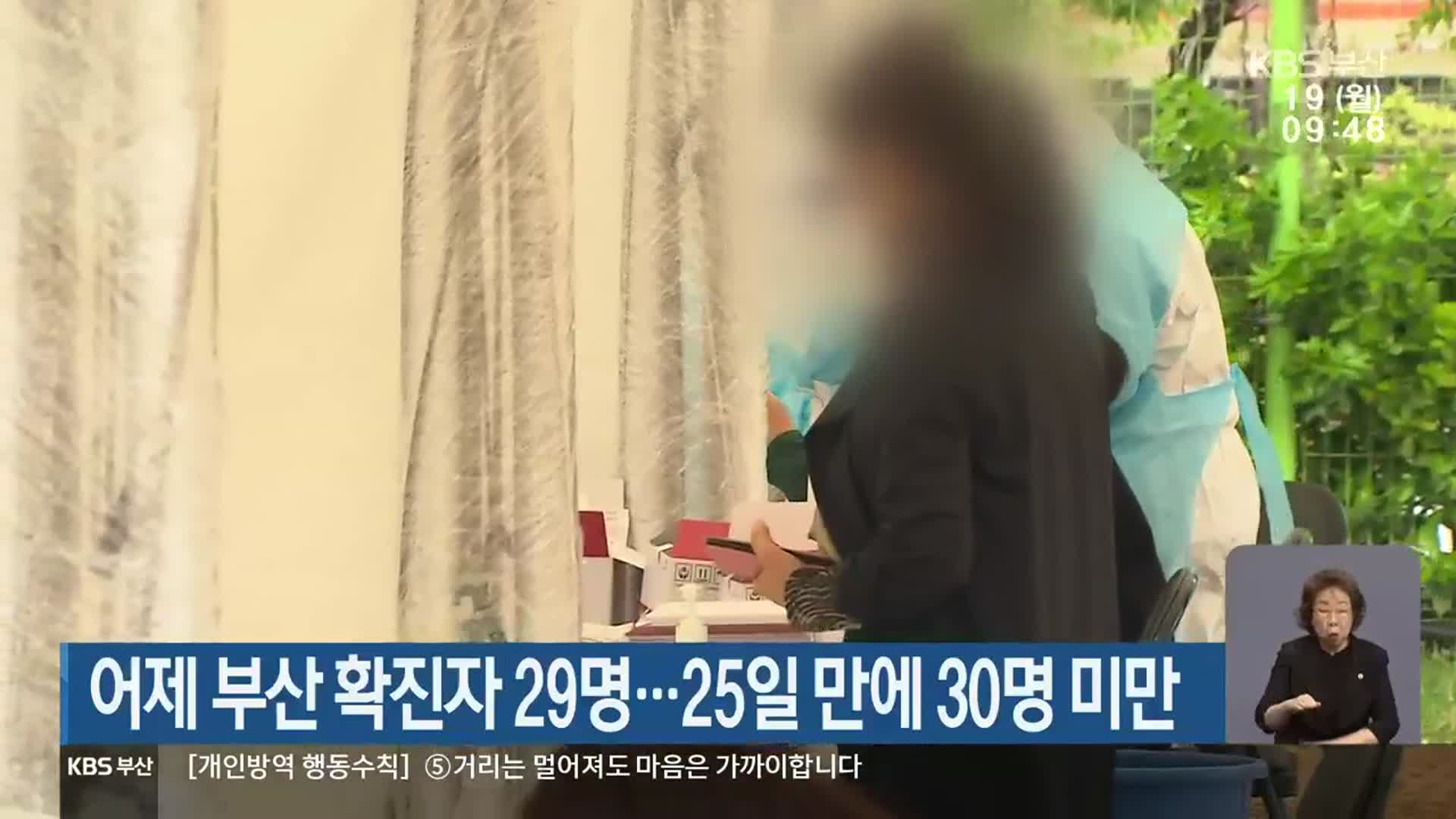 어제 부산 확진자 29명…25일 만에 30명 미만