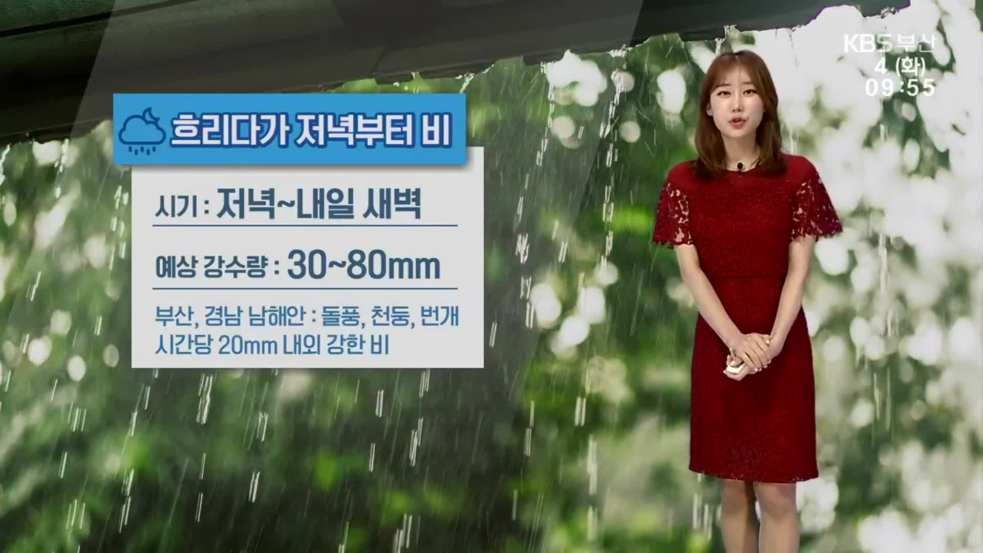 [날씨] 부산 저녁 ‘최대 80mm’ 비…오후부터 강풍 주의