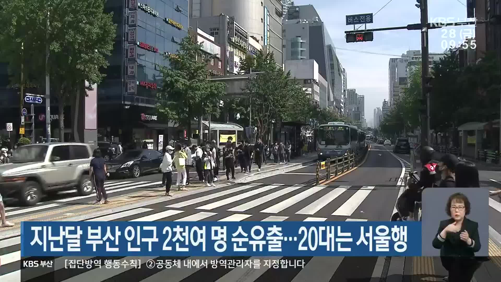 지난달 부산 인구 2천여 명 순유출…20대는 서울행