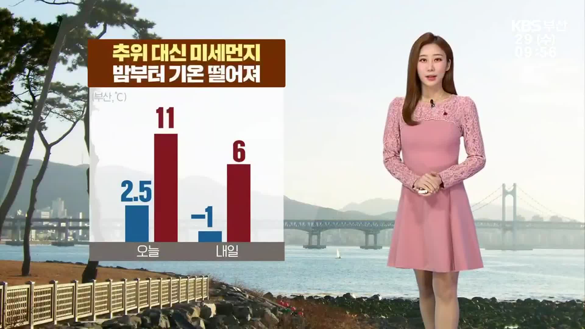 [날씨] 부산, 추위 대신 미세먼지…밤부터 기온 떨어져