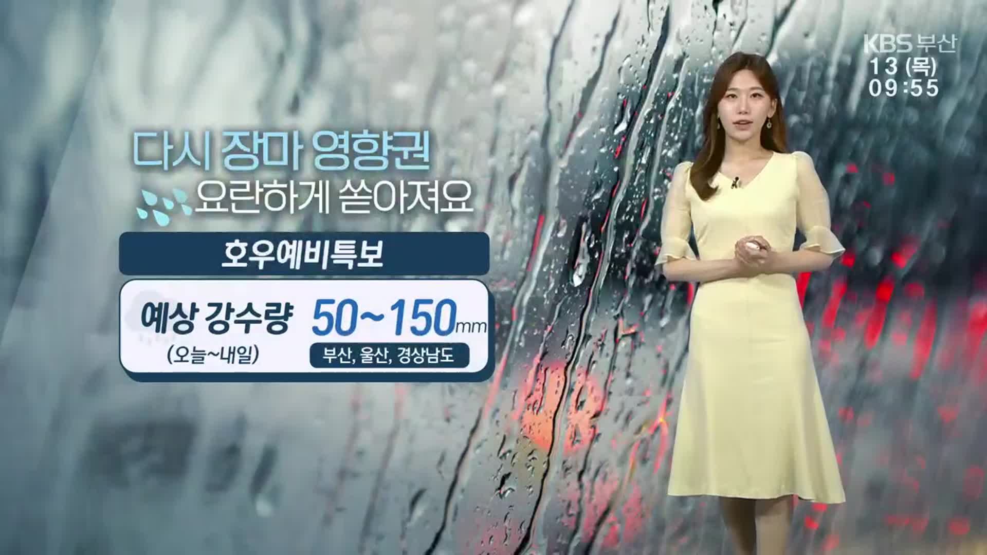 [날씨] 부산, 다시 장마 영향권…내일까지 부·울·경 50~150㎜ 비