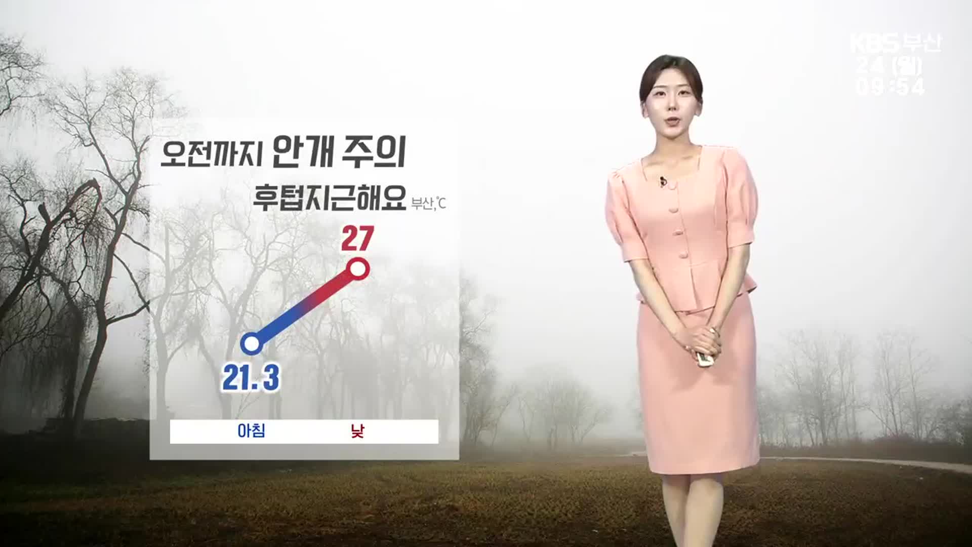 [날씨] 부산 대체로 흐린 가운데 낮 최고 27도…오전까지 안개 주의