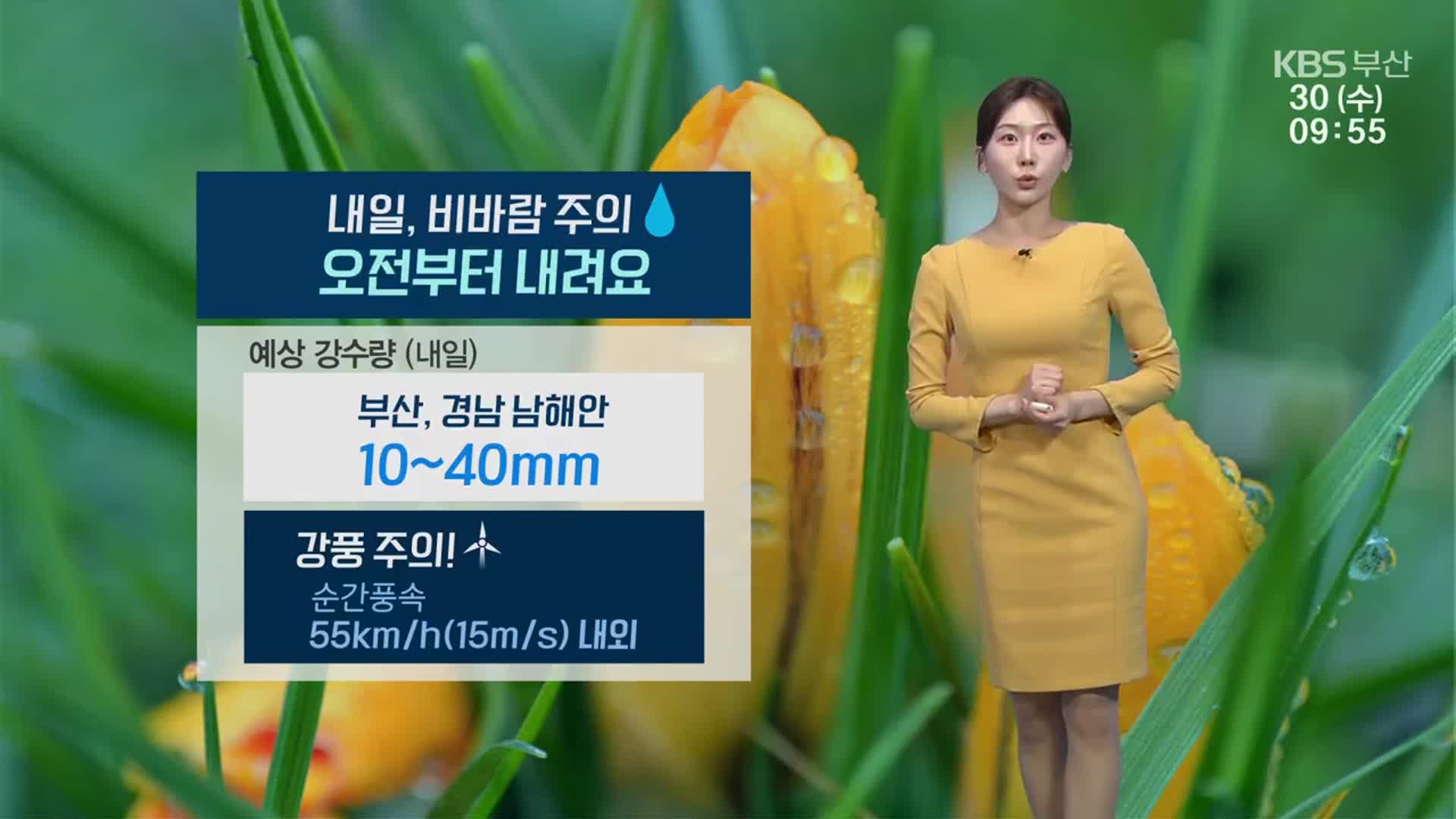 [날씨] 부산 한낮 최고 20도…내일 비바람 주의