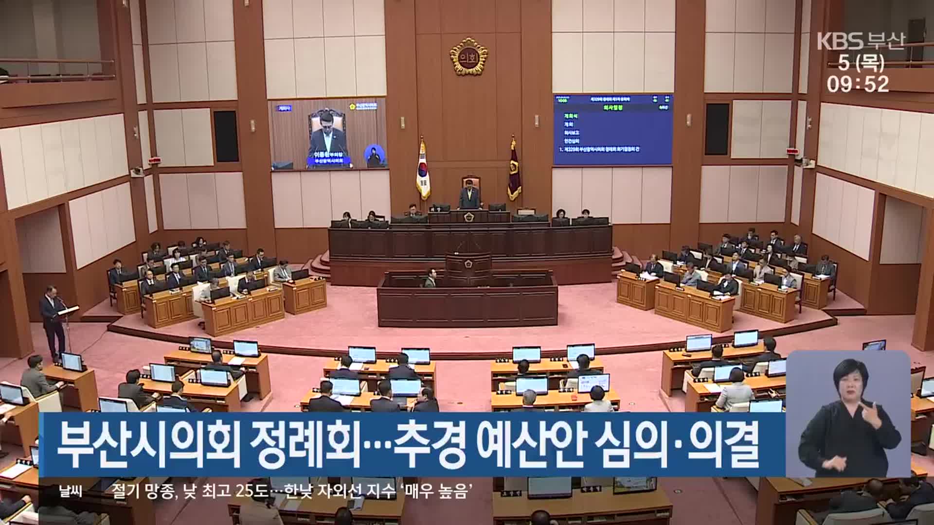 부산시의회 정례회…추경 예산안 심의·의결