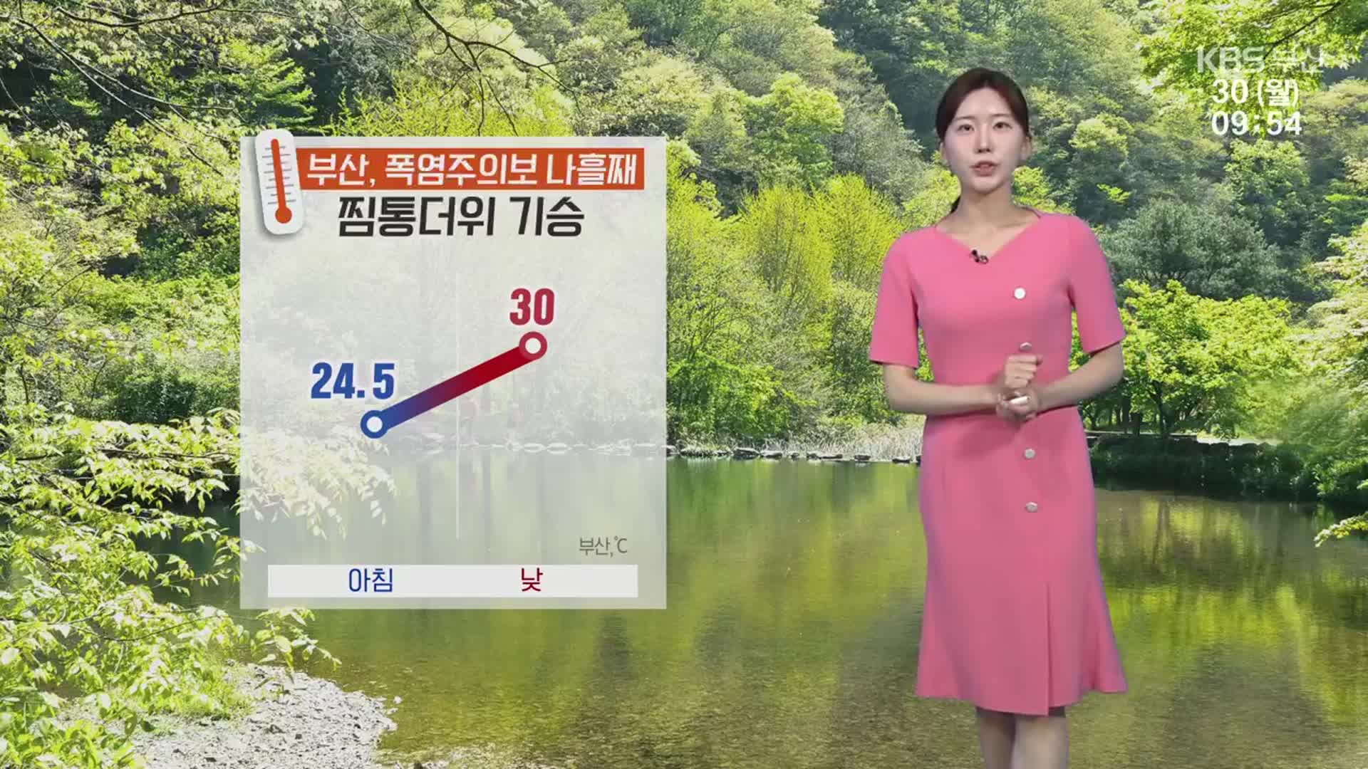 [날씨] 부산 찜통더위 기승…낮 최고 30도