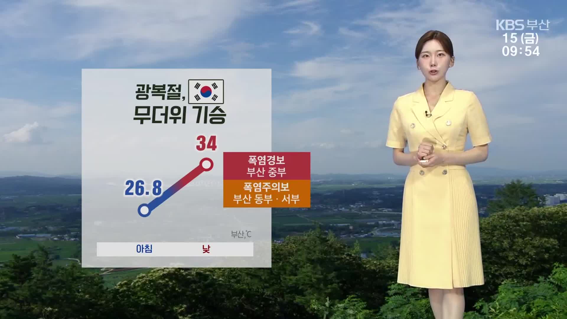 [날씨] 광복절, 부산 무더위 기승…낮 최고 34도