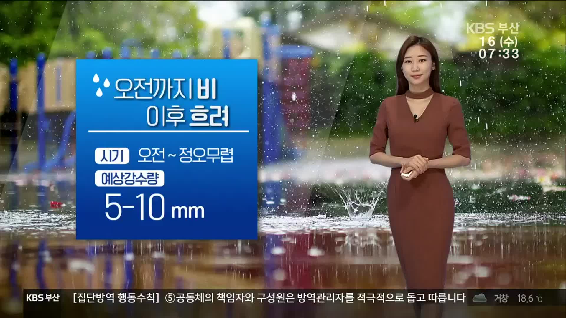 [날씨] 부산 구름 많고 오전에 10mm내외 비…낮 최고 26도