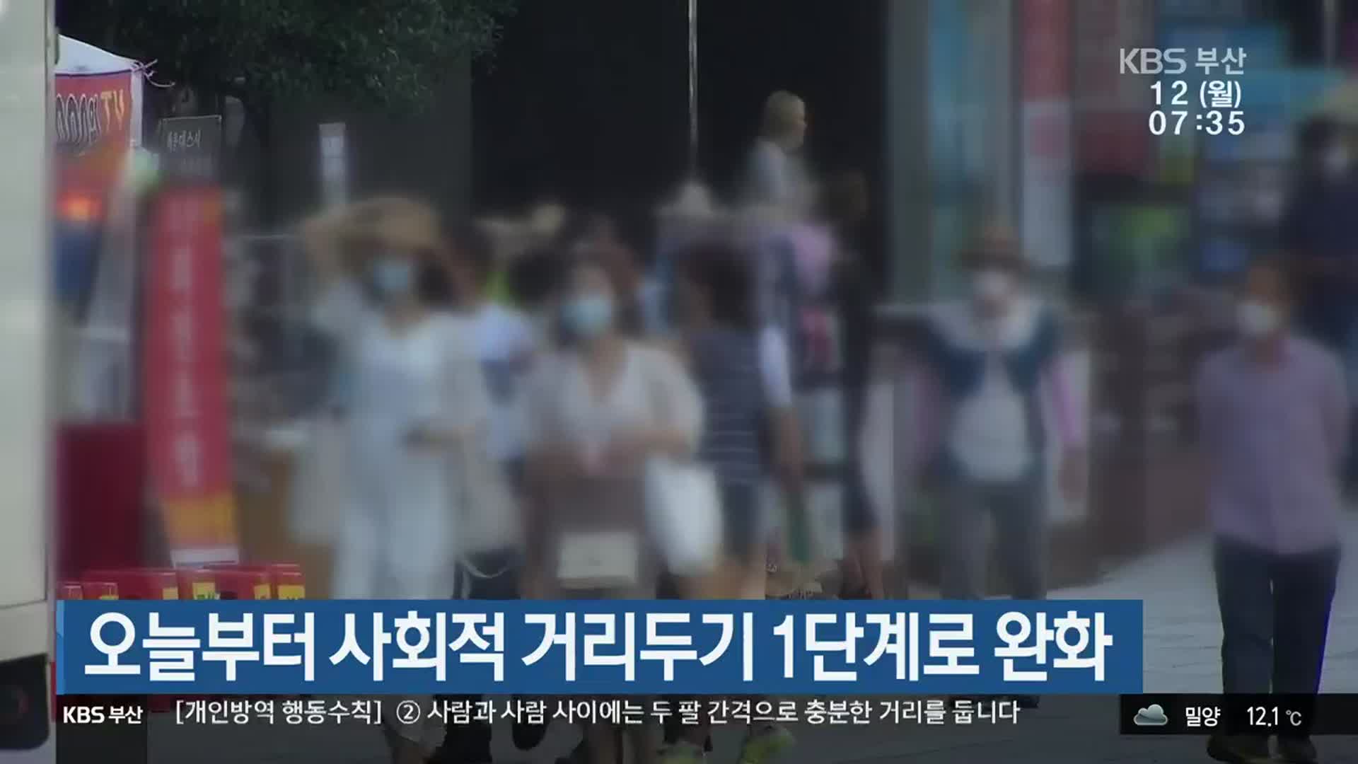 오늘부터 사회적 거리두기 1단계로 완화