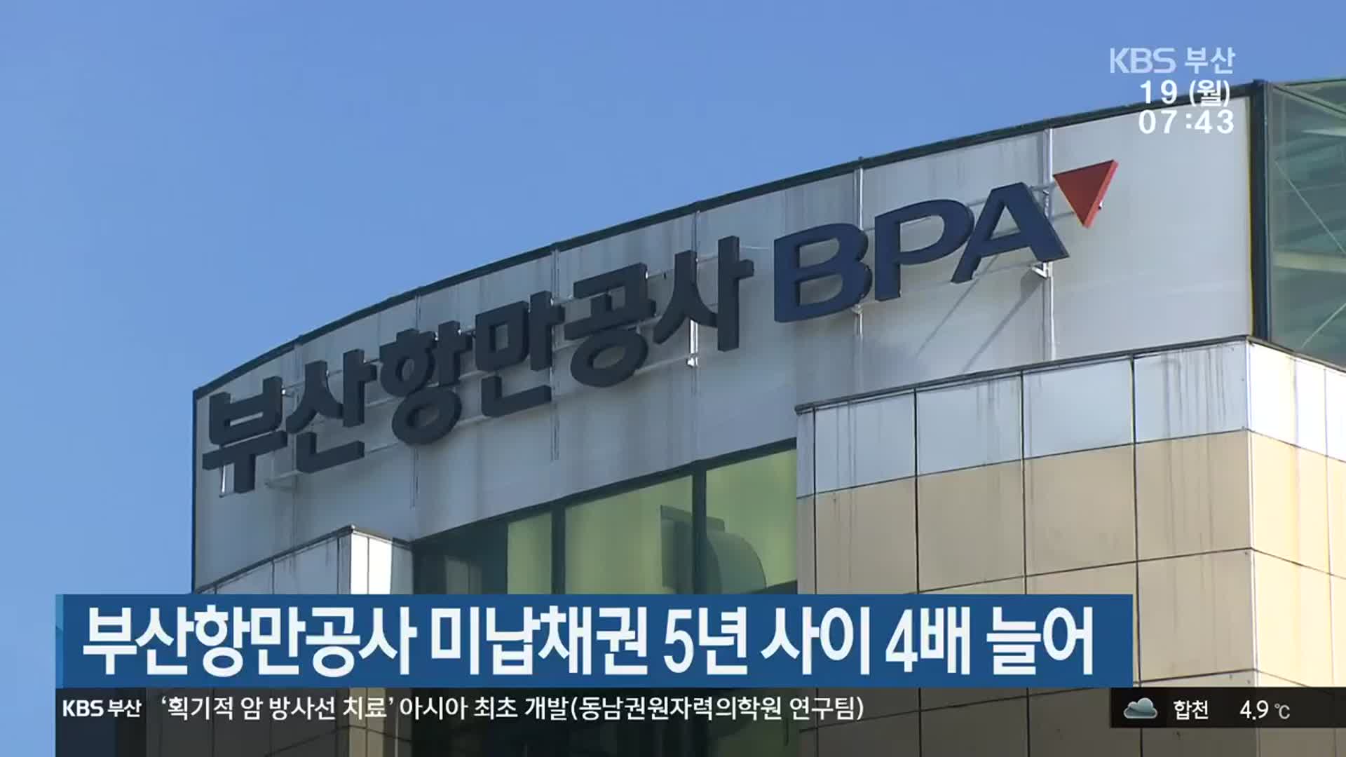 부산항만공사 미납채권 5년 사이 4배 늘어