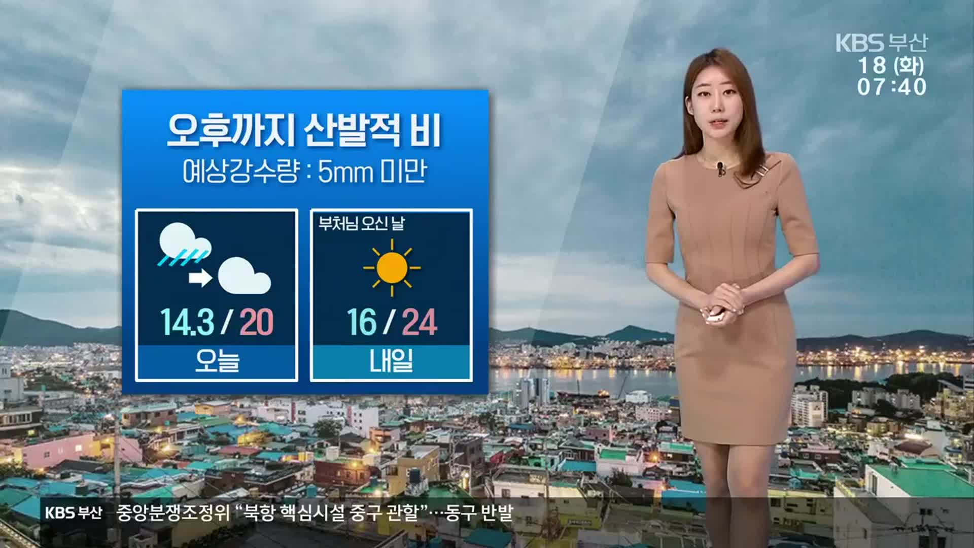 [날씨] 부산 오후까지 산발적 ‘비’…낮 20도 안팎