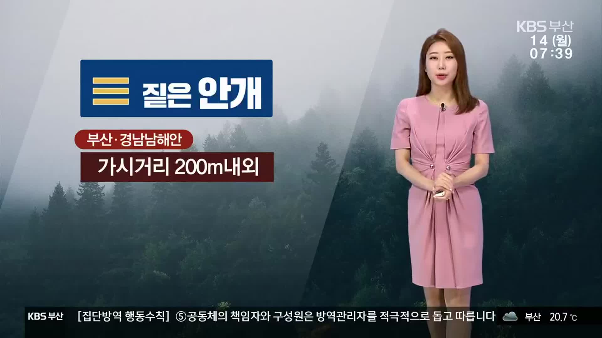 [날씨] 부산 짙은 안개 유입…교통안전 ‘주의’