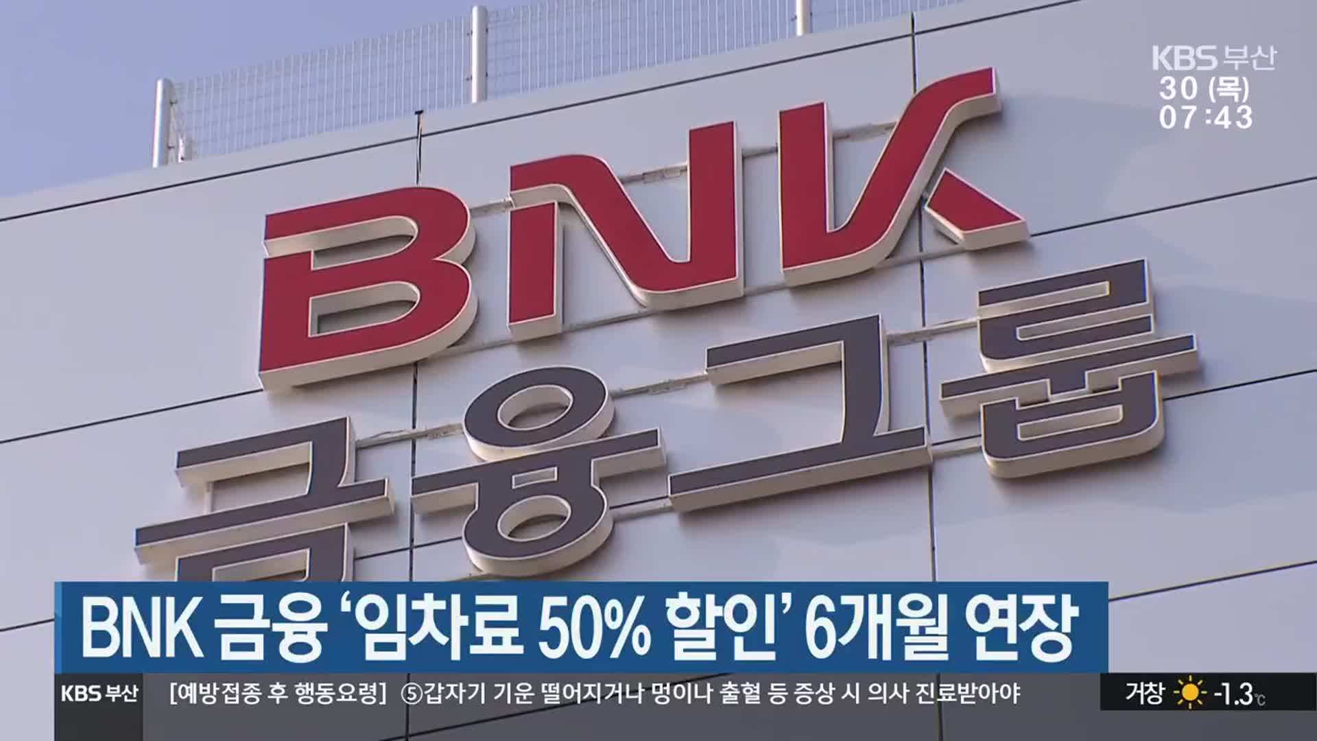 BNK금융 ‘임차료 50% 할인’ 6개월 연장