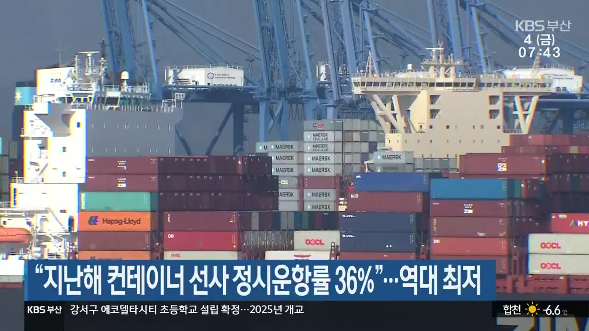 “지난해 컨테이너 선사 정시운항률 36%”…역대 최저
