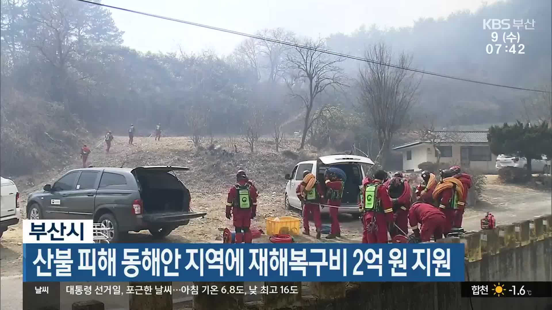 부산시, 산불 피해 동해안 지역에 재해복구비 2억 원 지원